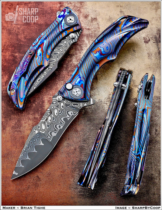 Tighe Down Black Timascus Integral With Damacore Blade
