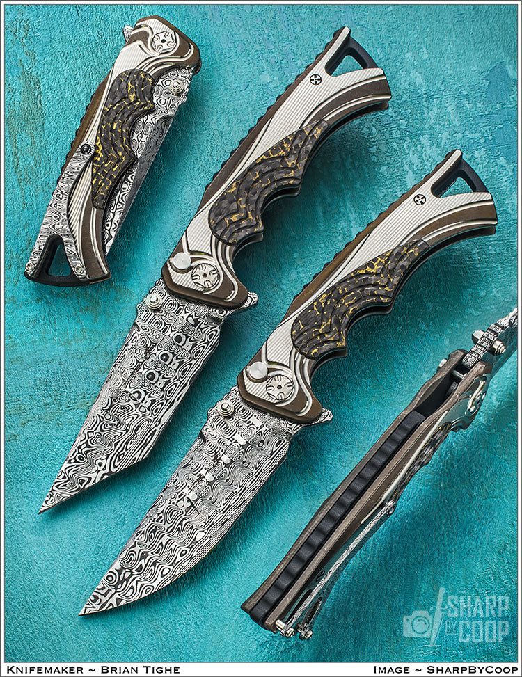Tighe Fighter with Titanium Scales and Damasteel Blade and Clip.