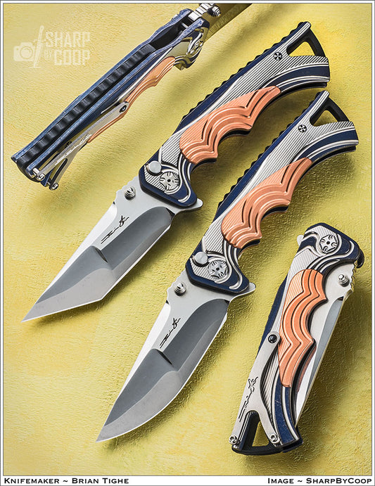 Tighe Fighter With Anodized Titanium Scales and Copper Inlays and Titanium Clip